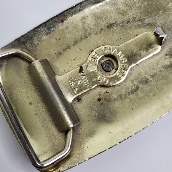 Vintage Horse Head Country Western Cowboy Chambers Belt Buckle Made In USA - Picture 3 of 5